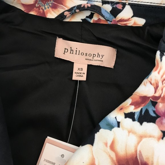Philosophy Faux Leather Floral Jacket | Black/Floral | X-Small - Picture 11 of 15